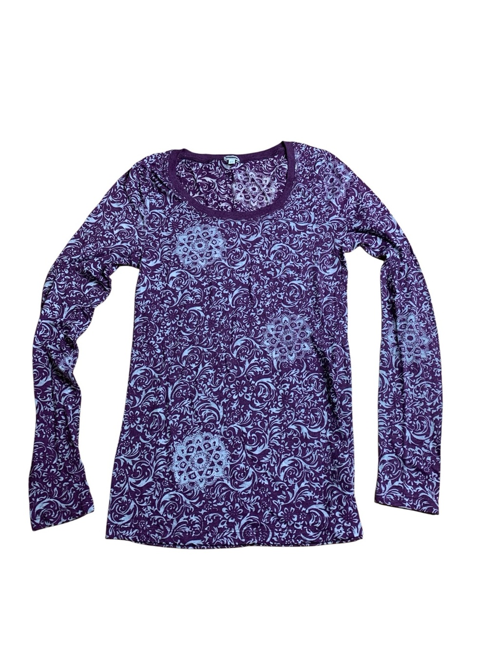 Kismet Purple & White Floral Pattern Long Sleeve Top - Size M
